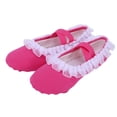 thumbnail image 2 of LEKWK Toddler Girls Ballet Shoes Ruffled Lace Trim Cross Elastic Strap Dance Shoes Cute Soft Flat Ballet Slippers Training Gymnastics Performance Footwear 2-12Y, 2 of 9