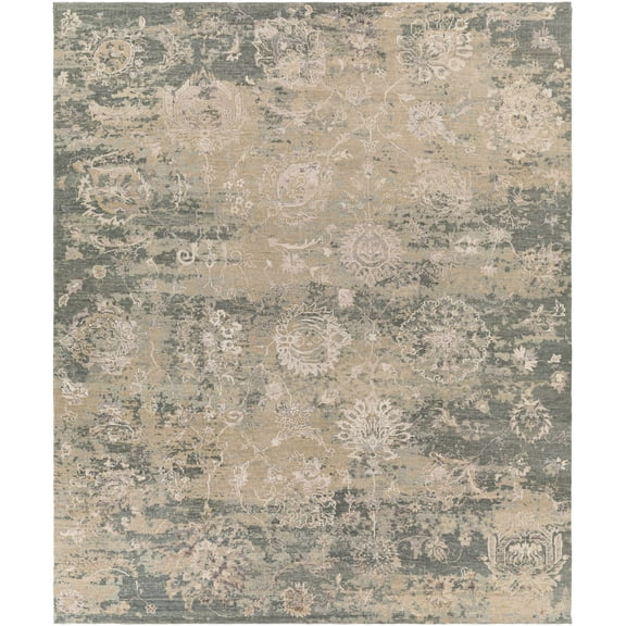 Hauteloom Binonga Wool Living Room, Bedroom Area Rug - Traditional - High Pile - Charcoal, Light Gray, Tan - 10' x 14'