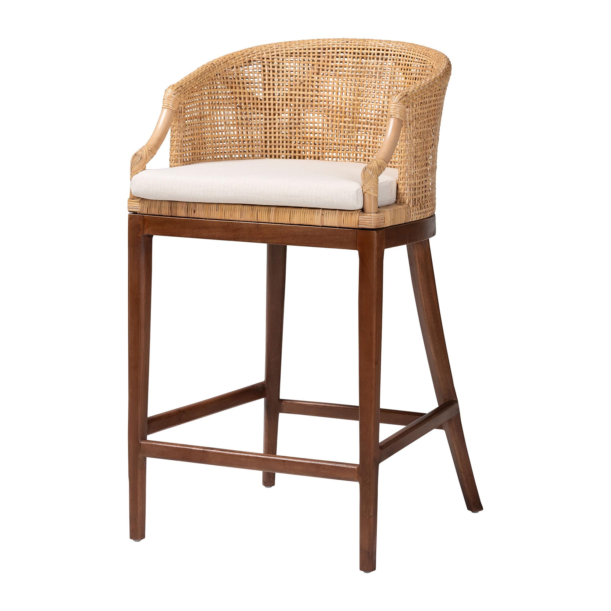 bali & pari Lumajang Boho Bar Stool, Light Honey