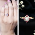 thumbnail image 3 of Rosec Jewels Lab Grown Diamond Halo Engagement Ring with Real Ruby - Statement Ring - EF-VS Quality, 14K Yellow Gold, US 7.50, 3 of 9