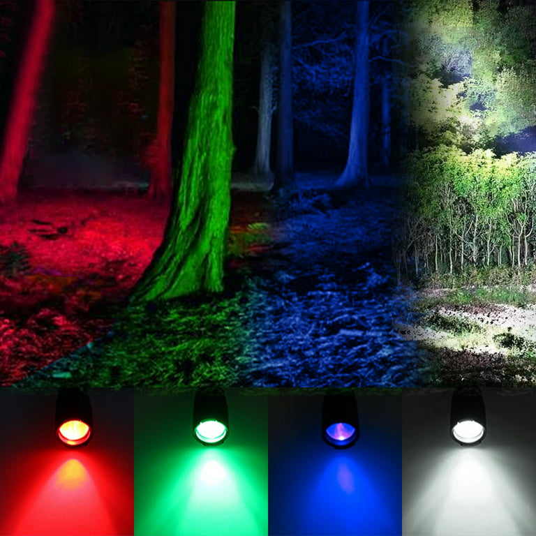 Led White Green Red Blue Rechargeable Flashlight Zoomable Torch Lamp with  COB Side Lights and Magnetic Tail Fishing Camping Outdoor Working Light