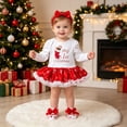 thumbnail image 2 of Baby Girls Long Sleeve Tutu Dress Set Snowflake Print Ruffle Hem Skirt with Bow Headband Festive Party Outfits, 2 of 6