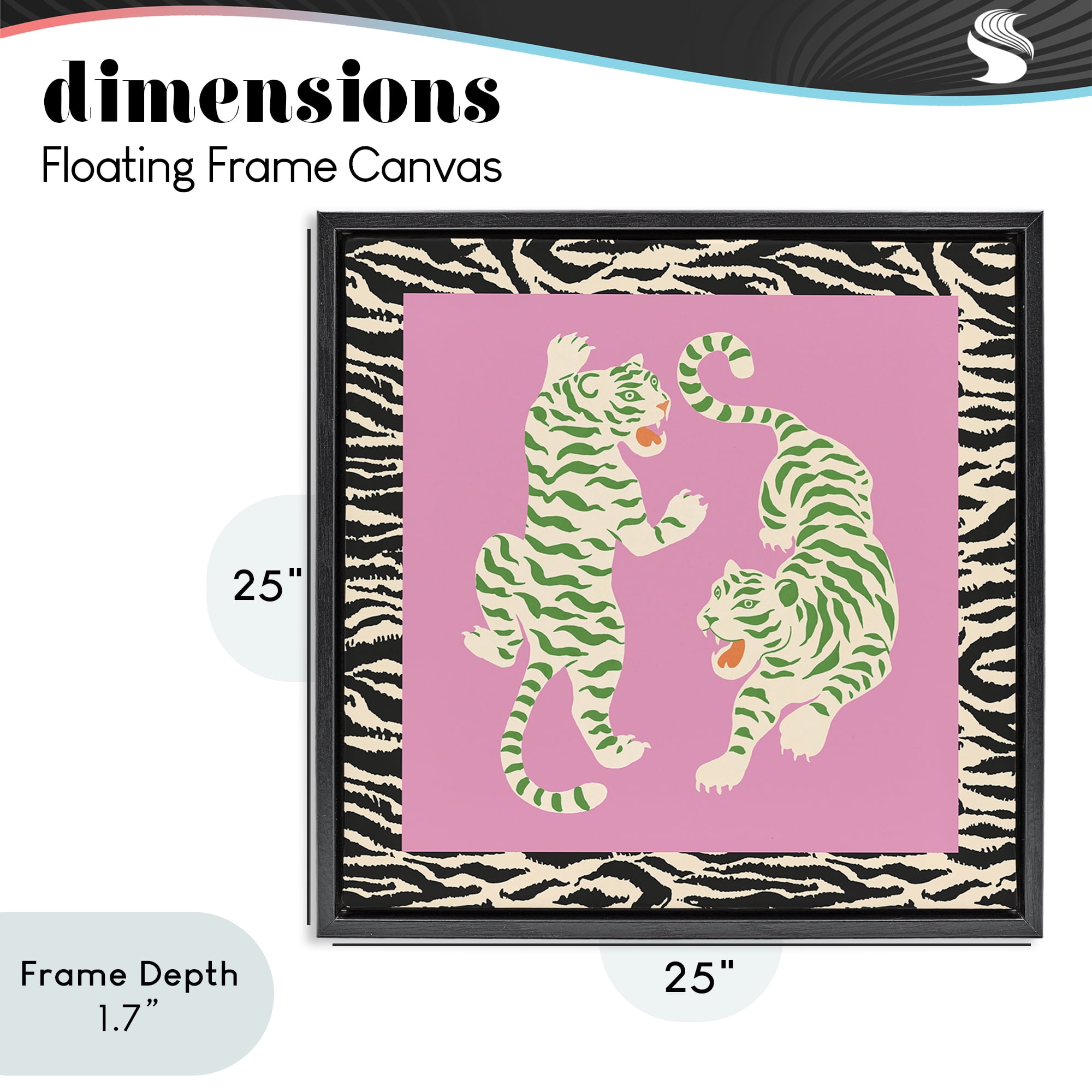 Stupell Industries Purple & Green Twin Tigers Black Framed Floater Canvas Wall Art, design by Karolina Sato