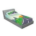 thumbnail image 2 of Ambesonne Landscape Fitted Sheet & Pillow Sham Set, Road Trip Forest, Twinxl, Multicolor, 2 of 2