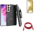 thumbnail image 1 of Matte Screen Protector & Red 6ft Long Cable & Case Belt Clip for Samsung Galaxy S22 (6.1") - TPU Film Anti-Glare & USB-C to Type-C PD Fast Charger & Holster Swivel Accessory Bundle, 1 of 22