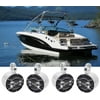 (4) Kenwood 6.5" 600 Watt Waterproof Marine Boat Wakeboard Tower Speakers-Silver