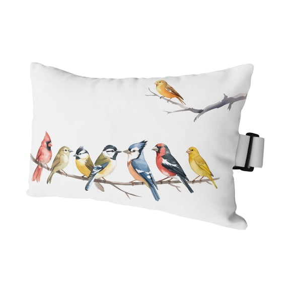 Birds Outdoor Pillows for Chaise Lounge Chair Waterproof Lumbar Pillows with Insert&Adjustable Elastic Strap Beach Headrest Pillow Bird Vintage Watercolor Recliner Neck Pillow for Patio Pool 11"x16"