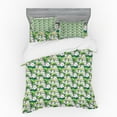 thumbnail image 2 of Botanical Duvet Cover Set, Summer Revival Flourishing Lily Petal Buds Beauty Damask Leaves Pattern, Bedding Set with Shams and Fitted Sheet, 3 Sizes, by Ambesonne, 2 of 3