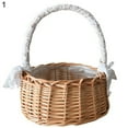 thumbnail image 2 of Dengjunhu Wicker Rattan Flower Basket, Willow Handwoven Basket with Handle and Plastic Insert, Easter Eggs Candy Basket Wedding Flower Girl Baskets for Home Garden Decor, 2 of 7