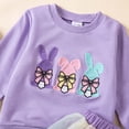 thumbnail image 5 of Yindaity Toddler Girl Easter Dress Toddler Baby Girls Long Sleeve Outfits Birthday Girl Embroidery Letter Sweatshirt Tops+Rainbow Tutu Skirt Fall Clothes(Light Purple,2-3 Years), 5 of 9