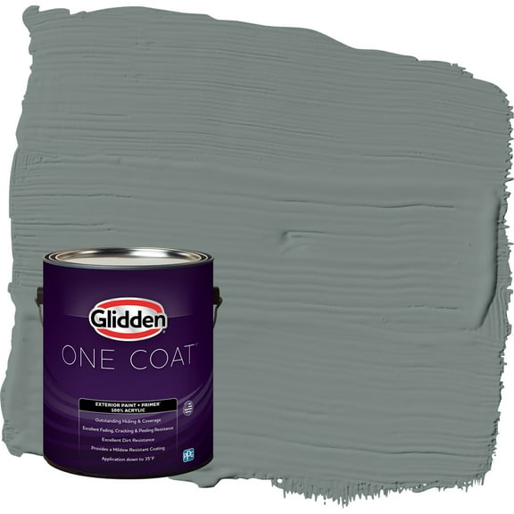 Glidden One Coat Thunderbolt / Gray Satin Exterior Paint with Primer, 1 Gallon