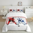 thumbnail image 2 of jejeloiu Hockey Game Lovers Queen Comforter Set,Ball Sport Gamer Bedding Sets,White Red Bedding Comforter Set For Kids,Luxury Bedroom Decor,3-Piece, 2 of 8