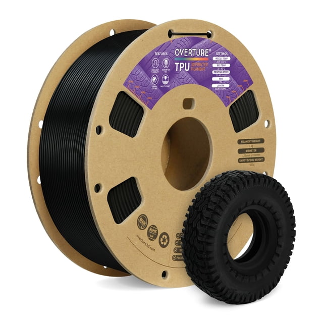 Filamento para impresora 3D OVERTURE TPU, bobina flexible de 1,75 mm, 1 kg