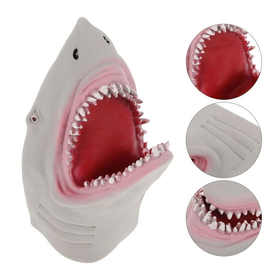 QIFULL 1Set Shark Puppet Rubber Plastic Simulation Shark Design for Story Telling Activities