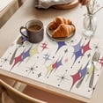 thumbnail image 3 of Colorful Stars Placemats Set of 4 Vintage Purple Yellow Red Star Shiny Diamonds Linen Texture Heat Insulation Washable Place Mats, Non-Slip Table Mats for Dining Table Party Kitchen,13x19 Inch, 3 of 9