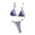 thumbnail image 2 of Womens Ribbed Bikini Outfits Triangle Bra Tops with Thong Bottoms for Summer Beach Travel Purple M, 2 of 8