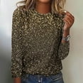 thumbnail image 2 of BLVB Sparkle Tops for Women Casual Long Sleeve Crewneck Glitter Going out Party Tee Tops Shirts Trendy Clothes Gold, 2 of 4