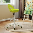 thumbnail image 4 of Gymax Tabouret de Dessin Roulant Chaise de Bureau Haute avec Roues Dossier Bas Repose-Pieds Vert, 4 of 10