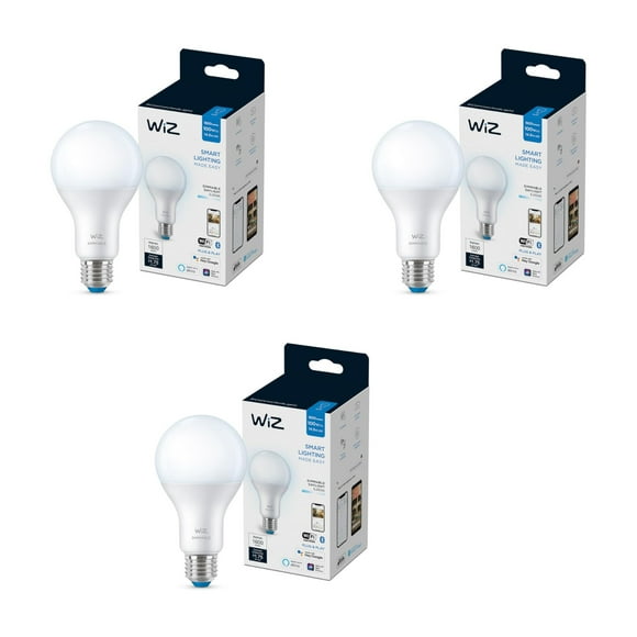 WiZ 100W Eq. (14.5W) A21 Daylight (5000K) LED Smart Bulb - Pack of 3-1600 Lumen- E26 - Indoor - Connects to Your Existing Wi-Fi - Control with Voice or App - Activate with Motion - Matter Compatible
