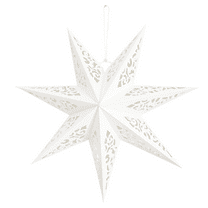 White Paper Star Lanterns, 2pcs Stars Hanging Christmas Paper Lampshade 13.8" 7 Point Star Hanging Decorations for Christmas New Year Wedding Party Birthday decoration