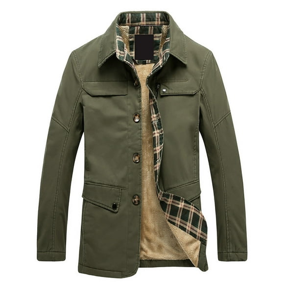Meichang Men's Fleece Lined Jackets Clearance Plaid Outerwear Fall Button Down Shirt Jacket Modern Fit Long Sleeve Coat Jacket