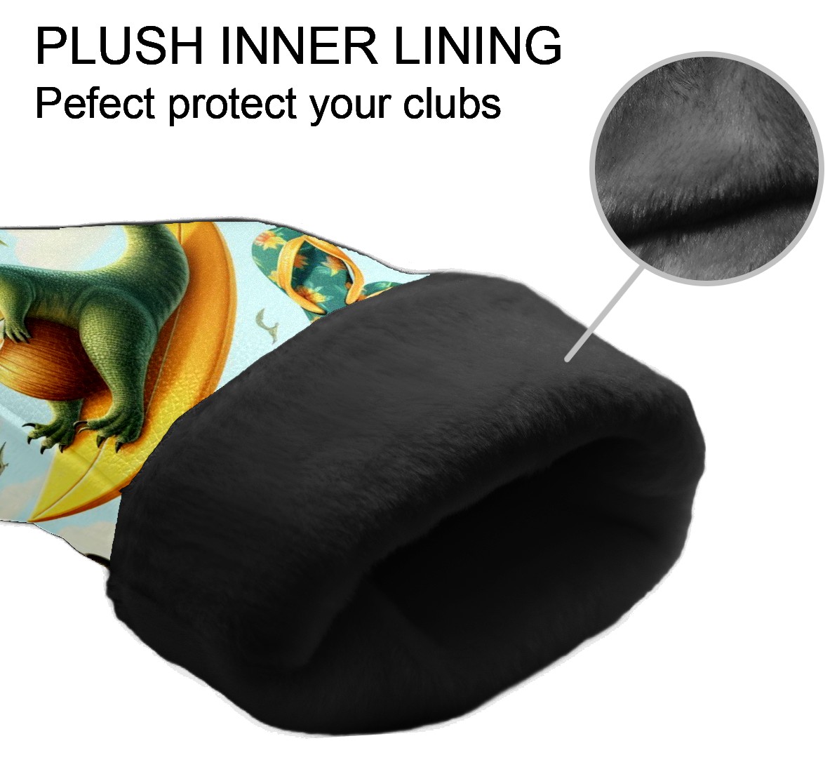Golf Club Covers, Green Dino Tropical Premium PU Leather Driver Hybrid Putter Head Covers with Velvet Lining, Waterproof Golf Gifts for Men Women
