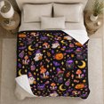 thumbnail image 5 of Autumn Gnome and Pumpkin Pattern with Black Details, Warm Flannel Blanket for Living Room and Reading Nook, Cat Lovers Autumn Celebration Gift, Pet Lover Home Decor, 5 of 9