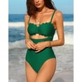 thumbnail image 3 of Women's Scallop Trim One Piece Swimsuit Sexy Cutout Bathing Suit Tummy Control Slim Monkini, 3 of 5