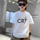 thumbnail image 4 of Ropa de moda con estampado de estrellas de fútbol para niños, camiseta de algodón negra de manga corta de verano para niños y niñas, camisetas deportivas, 4 of 5