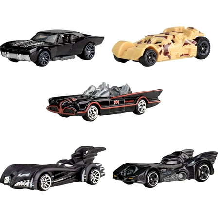 Hot Wheels 1:64 Scale Die-Cast Toy Cars, Set of 5 Batman 85th Anniversary Vehicles with 5 Different Batmobile Replicas in Commemorative Packaging