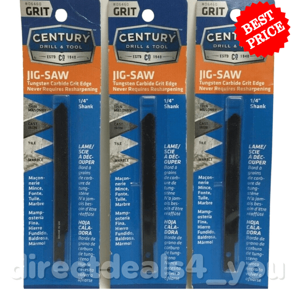 Century Drill & Tool GRIT JigSaw Tungsten Carbide Saw Blades 06460 Pack of 3