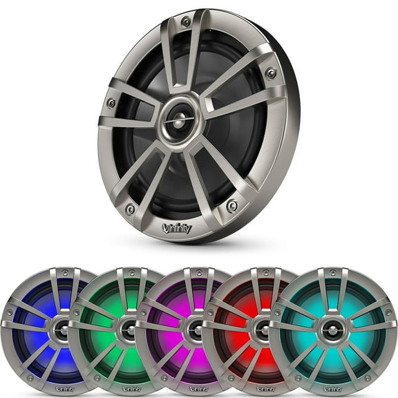 Infinity Reference 6.5" Coaxial 225 Watt Waterproof Titanium Marine Speaker With RGB LED Accent Lighting (Single, Bulk Packaging)