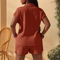 thumbnail image 6 of JULMCOMO 2 Piece Sets for Women Button Down Cap Sleeve Summer Shirts Drawstring Waist Casual Matching Clothing Sets with Pockets Light Brown 2XL, 6 of 6