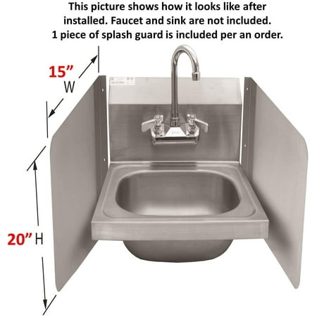 sink commercial prep compartment s1520 nsf ace splash guard sp stainless mount steel restaurant hand