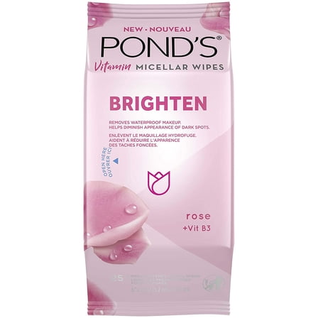Pond's Vitamin Micellar Wipes Brighten Rose, 25 Wipes