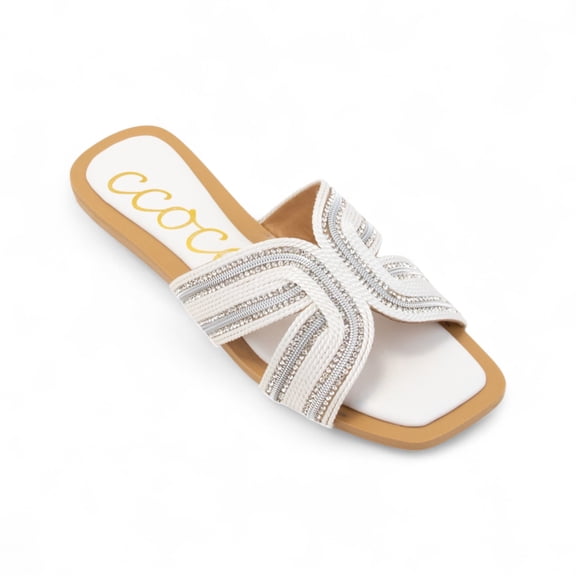 CCOCCI H-SHAPED RHINESTONE EMBELLISHED SANDAL