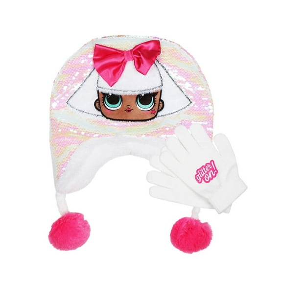 L.O.L. Surprise! Girls' Reversible Sequin Hat and Gloves 2-Piece Set (One Size)