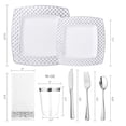 thumbnail image 4 of FOCUSLINE 175 Piece Silver Dinnerware Set for 25 Guests- Square Plastic Plates with Diamond- Including Disposable 25 Dinner Plates, 25 Dessert Plates, 25 Napkins, 25 Cups, 25 Silverware Set, 4 of 4
