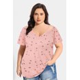 thumbnail image 2 of CASSIE LIZ Plus Size Tops for Women 3X Pink Star Short Sleeve Shirts Spring Fashion Clothes Strappy V Neck Tee Shirts Casual Loose Fit Blouses Summer Tunics 3XL 22W 24W, 2 of 5