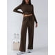 thumbnail image 4 of Conjunto Deportivo Y2K de Dos Piezas para Mujer, con Larga, Top Ajustado y Pantalones Anchos, Ideal para y Otoño Café XL, 4 of 8
