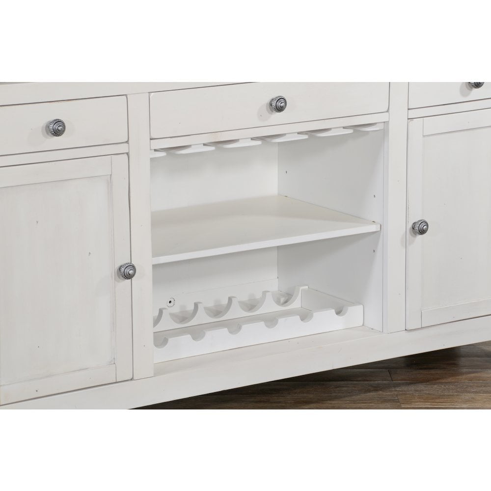 Sunny Designs Carriage House 78" Farmhouse Wood Bar Unit in Dark Brown/White