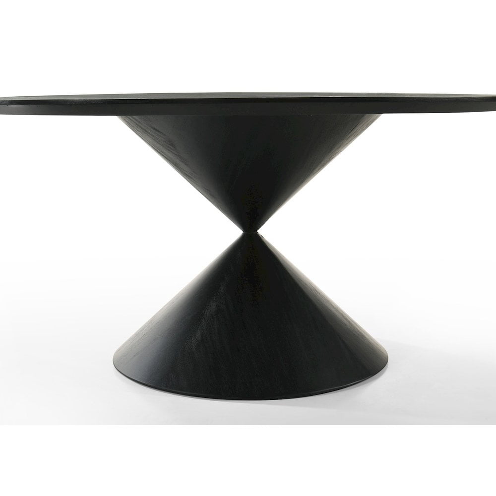 Haven 59" Round Ebony Black Pedestal Wooden Dining Table with Hourglass Base