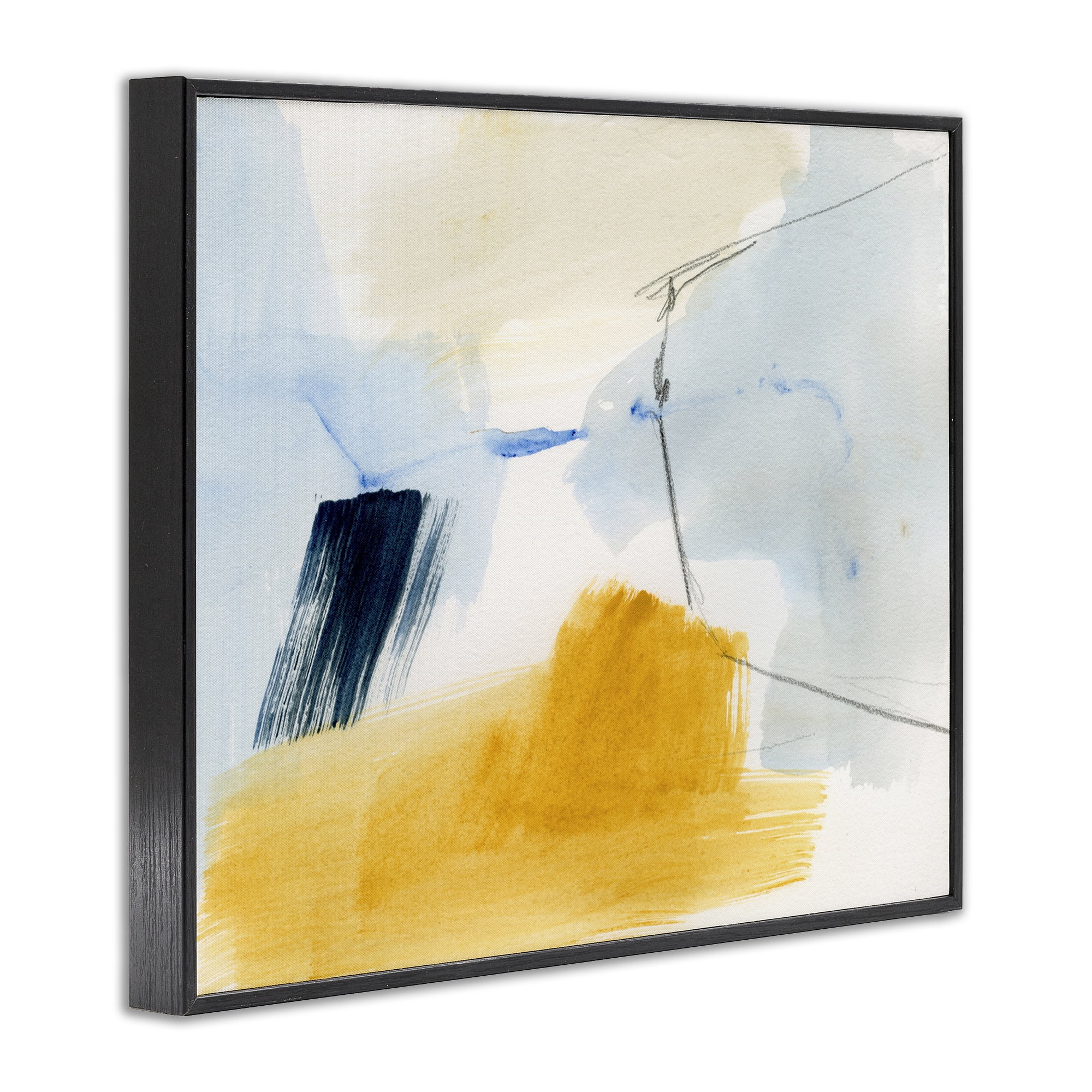 Stupell Industries Abstract Paint Yellow Accent Abstract Painting Black Framed Art Print Wall Art, 14 x 11