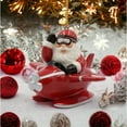 thumbnail image 2 of Ceramic Santa Claus Flying Red Airplane Ornament 3.75 Inch Holiday Decor, 2 of 3