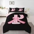 thumbnail image 2 of Erosebridal Kawaii Initial Letter Comforter Sets King Size, Monogrammed P Comforters & Duvets, Cute Ribbon Cow Reversible Duvet Insert, Ultra Soft Bedroom Decoration, 3pcs, 2 of 8