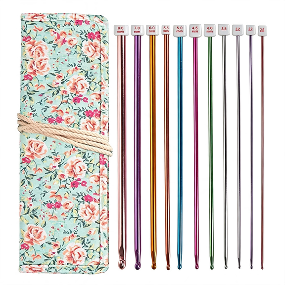 TUWAFE Tunisian Crochet Hooks Set Afghan Crochet Hooks Aluminum Needles Tools for Beginners Burable Cloth Case 11-Pack with Portable Crochet Hook Case