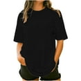 thumbnail image 2 of VgaVtl Womens Tee Shirts Short Sleeve Summer Ladies Shirts Leisure Basic Solid Color Loose Holiday Sports Tops,Black XXL, 2 of 4
