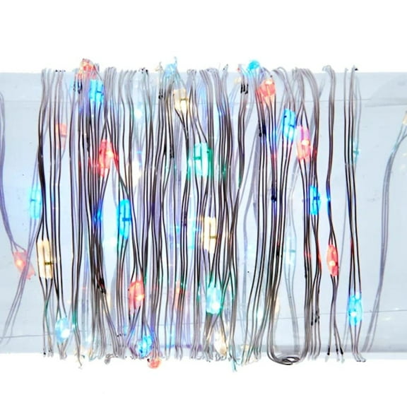 Kurt S. Adler 46874 - 50 Light 16.4' Silver Wire Multi-Color Battery-Operated Fairy Lights