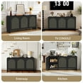 thumbnail image 4 of WIRRYTOR Fluted Sideboard Buffet Cabinet with 3 Doors, Buffet Storage Cabinet with Adjustable Shelves, Pop-Up Doors, Stripe Patterns&Arche Tirm Design for Kitchen Dining Living Room,Black, 4 of 7