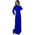thumbnail image 3 of Bimba Robe Jilbab Unie à Col Mandarin pour Femme avec Poches, Manches Longues, Maxi, 3 of 9